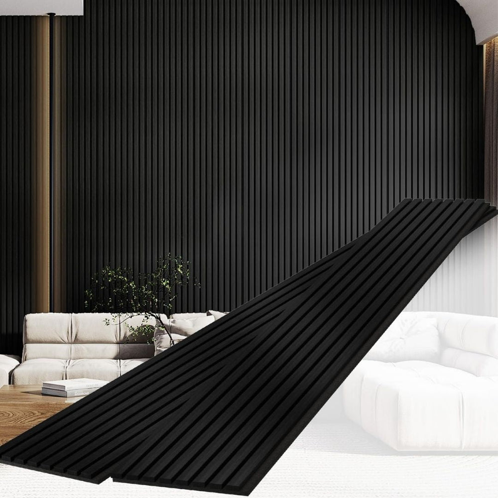 2 FT × 10 FT Wooden Acoustic Wall Panel – Black