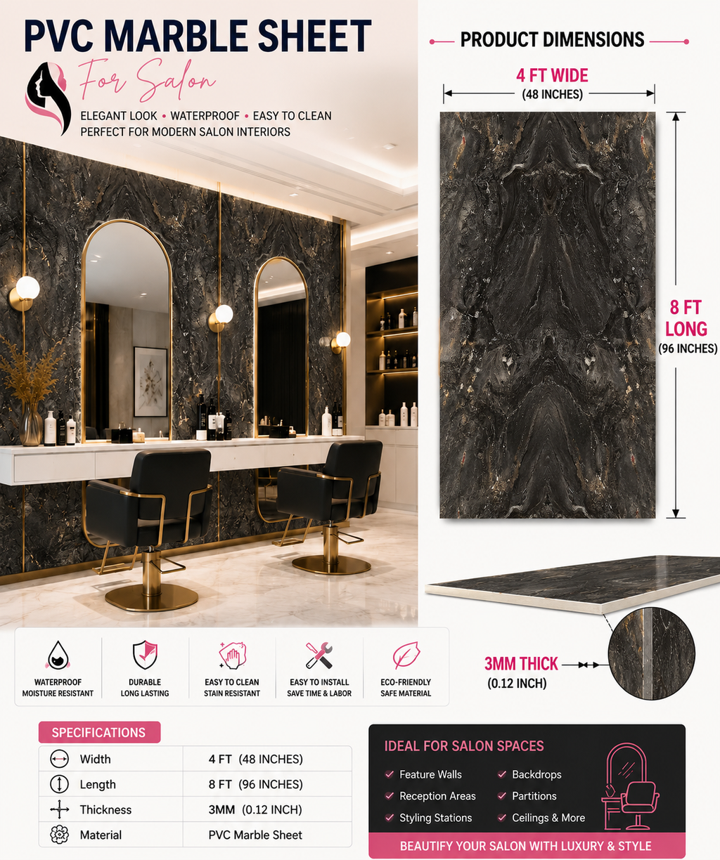 4 × 8 FT 3D PVC Marble Wall Panels - BLD-1257