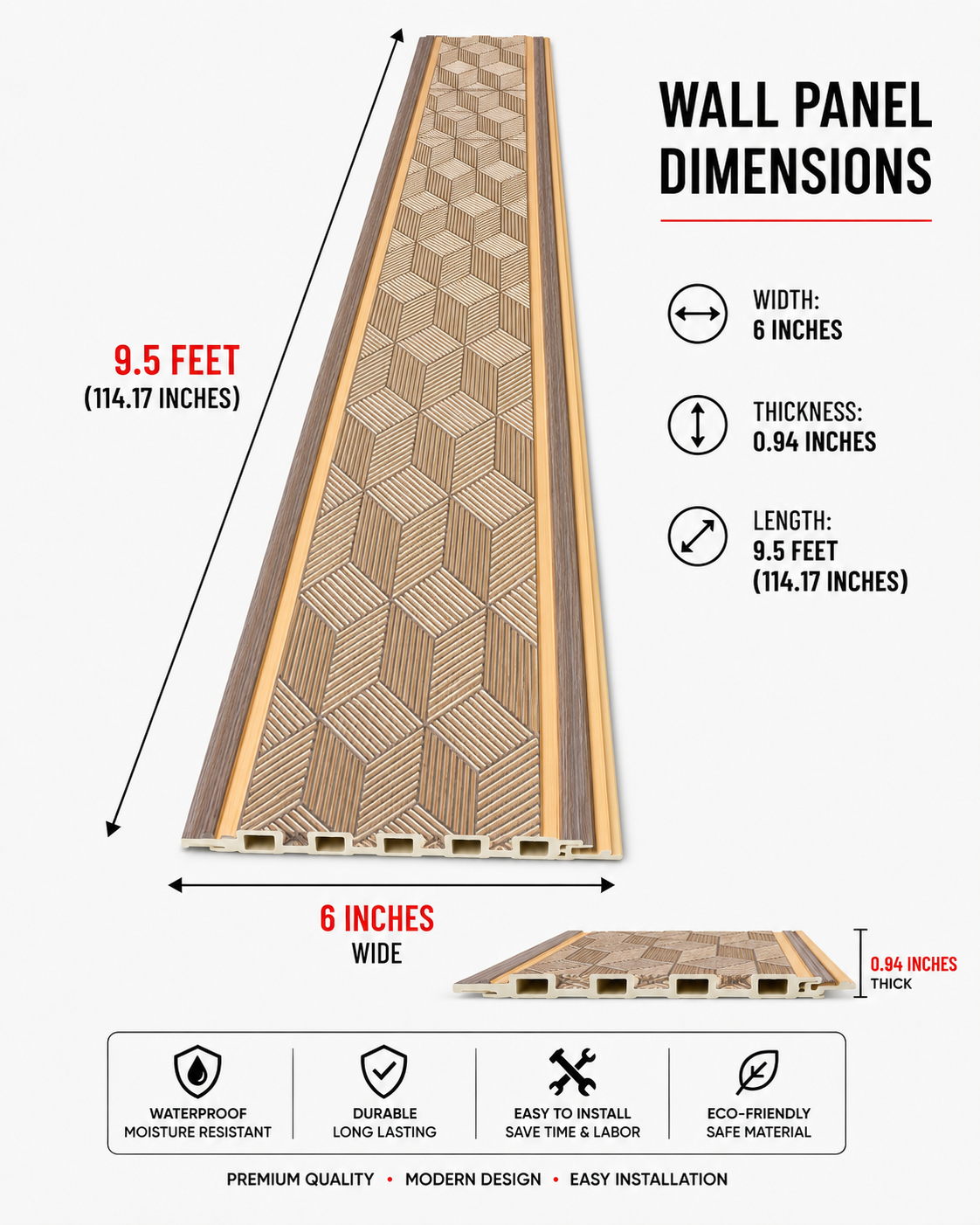 6 × 114.17 inches PS-PVC Wall Panel – PS20503