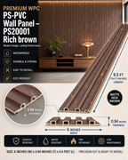 6 × 114.17 inches  PS-PVC Wall Panel – PS20001 Rich brown
