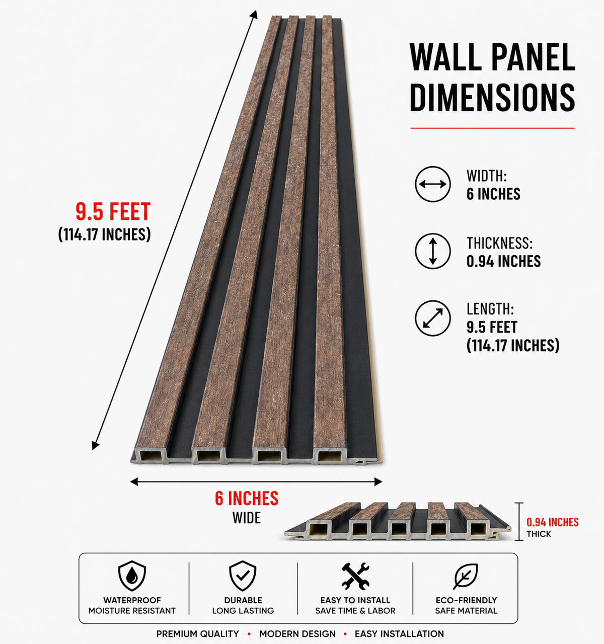 6 × 114.17 inches PS-PVC Wall Panel – PS12202