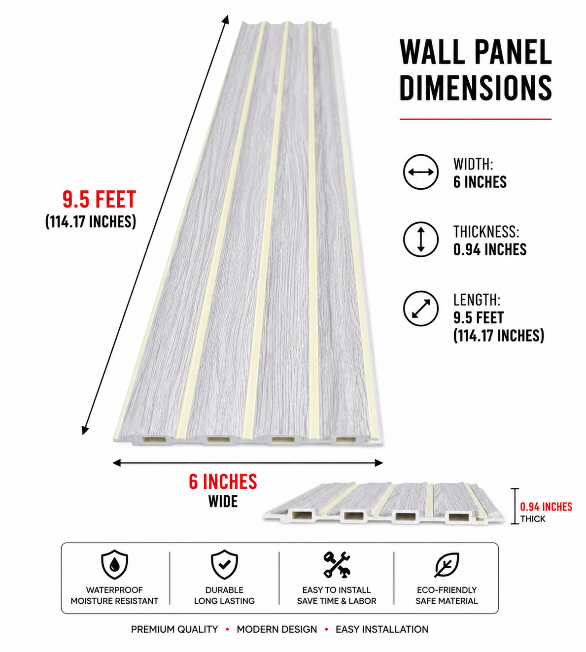 6 × 114.17 inches PS-PVC Wall Panel – PS15203