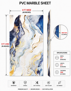4 × 8 FT - PVC Marble Sheet (Black-office/lounge) - 1892301