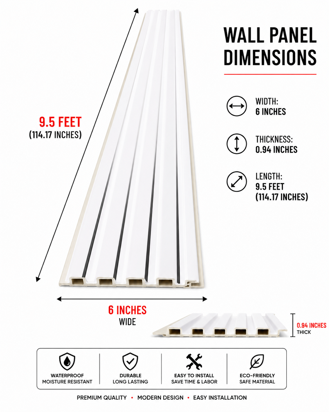 6 × 114.17 inches PS-PVC Wall Panel – PS15201
