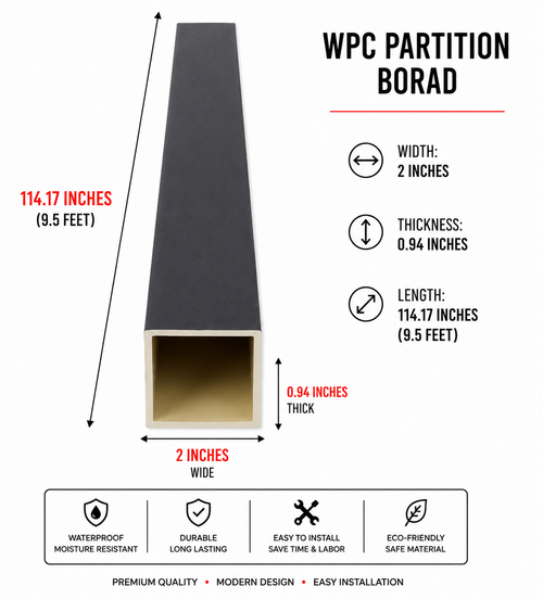 2 × 114.17 inches WPC Partition Board Black Wood - WT5005