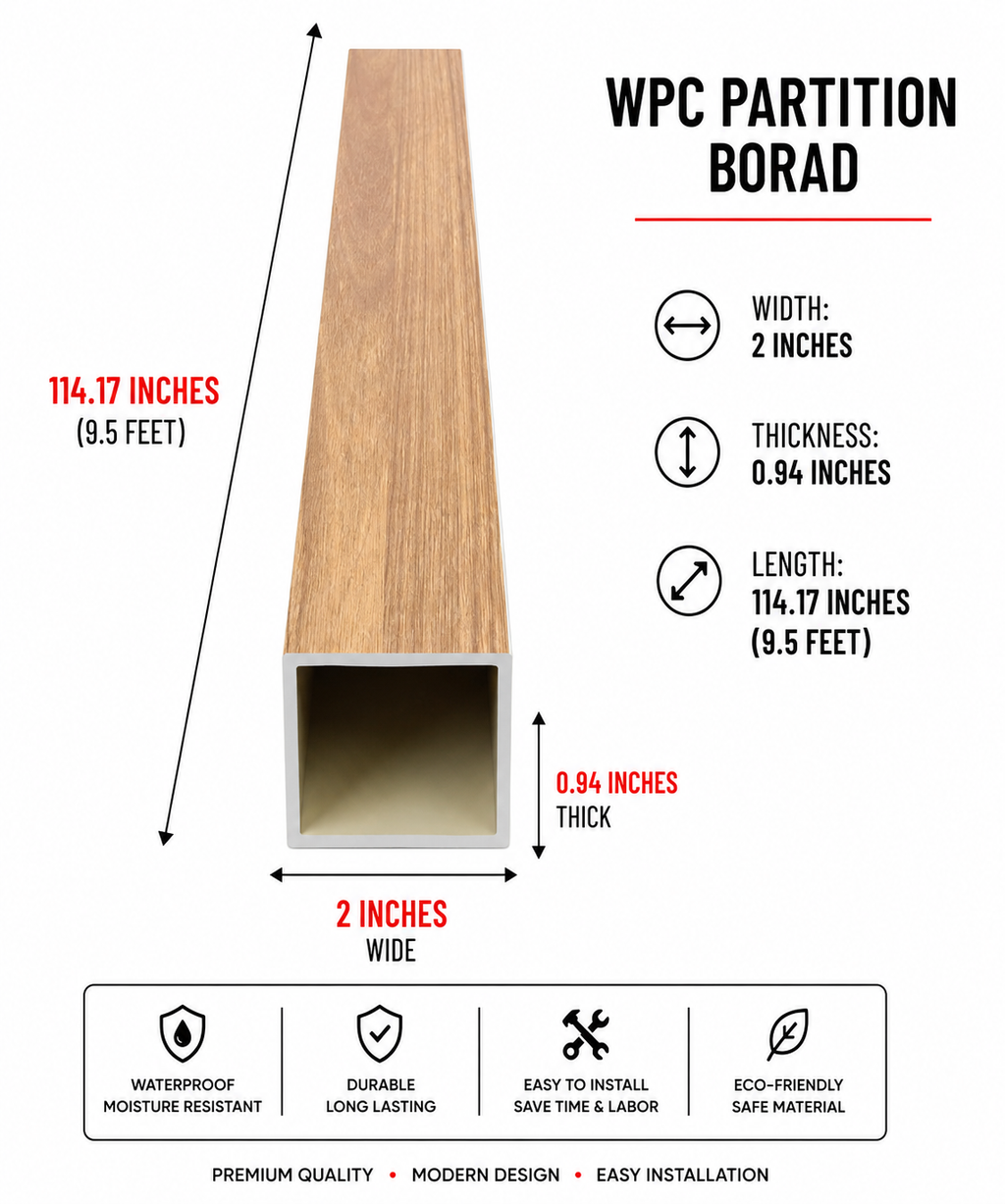2 × 114.17 inches WPC Partition Board Natural Wood - WT5001