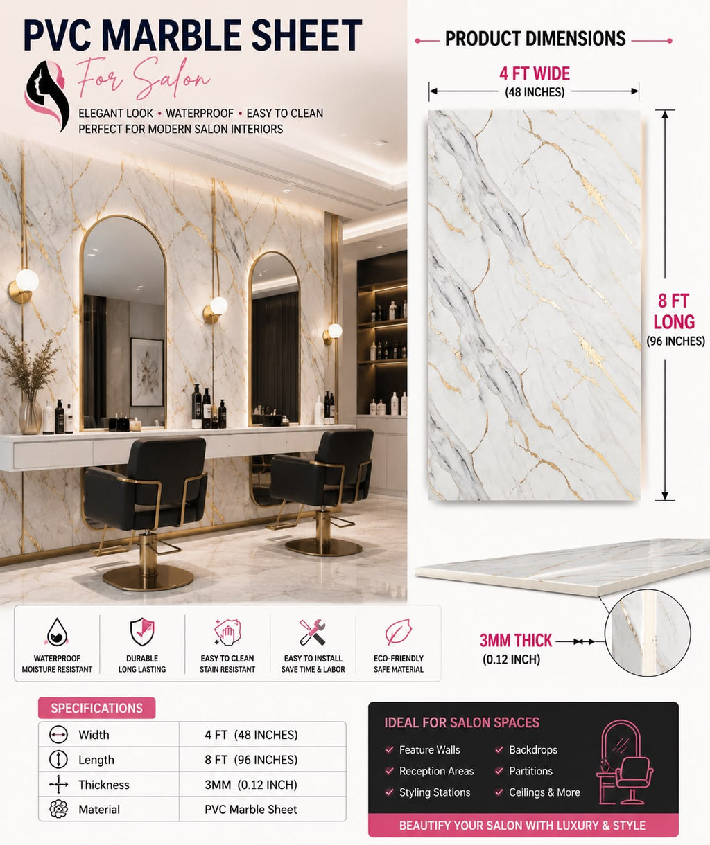 4  × 8 FT PVC Marble Sheet (Blue Living Room) - 24895