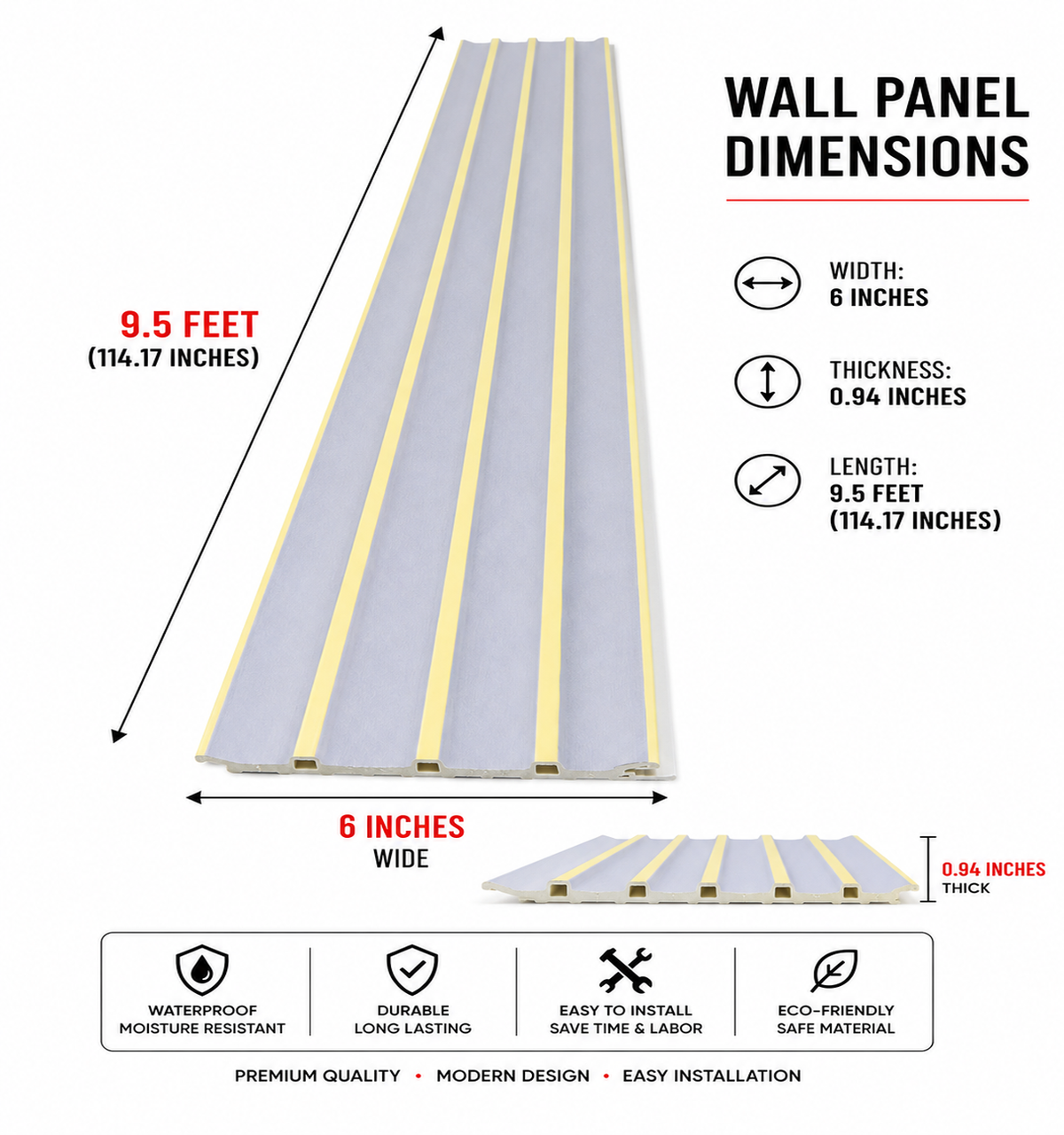6 × 114.17 inches PS-PVC Wall Panel – PS15204